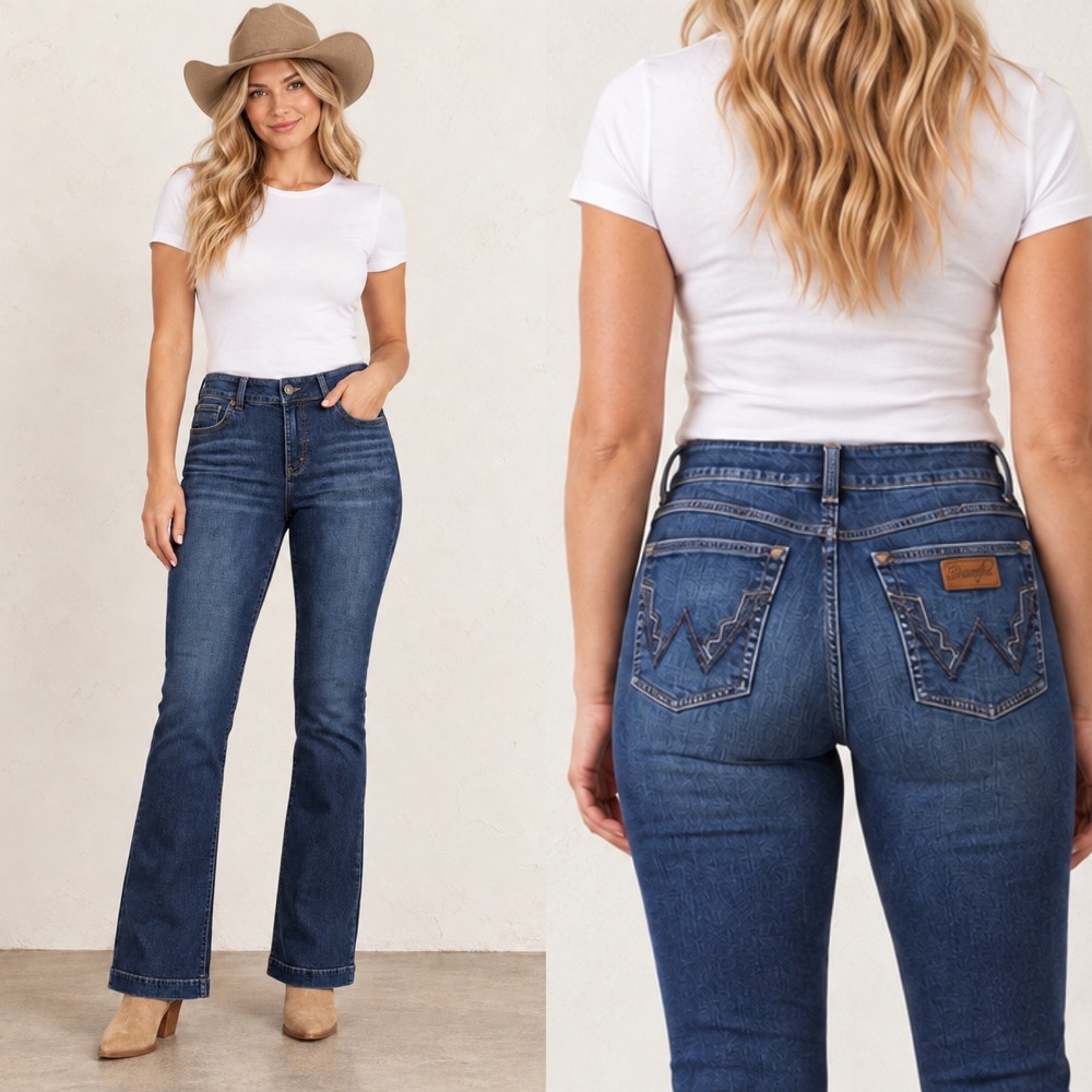 Wrangler Retro Mae Trouser Jeans 27x34 Mid Rise Dark Wash Stretch Denim